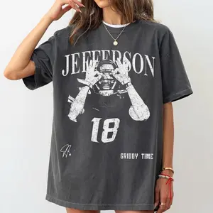 Justin Jefferson Vintage Shirt, Justin Jefferson Retro Rap Tee, Game Day Football Shirt,Sports Fan Apparel For Women & Men Unisex Tee