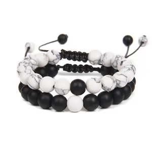 Black White Bracelets Handmade,Couples Distance Bracelet Classic White And Black,Beaded Bracelet For Unisex Adult