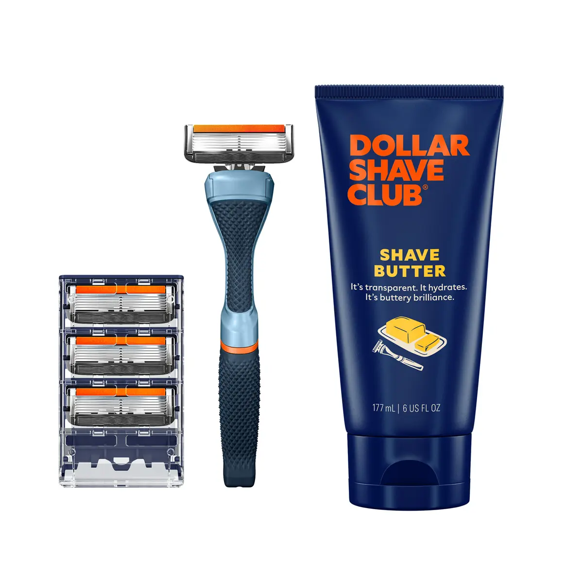 Dollar Shave Club Men's Razor Bundle – Diamond Grip Handle + Signature 6-Blade Refills + Hydrating Shave Butter for a Close Comfortable Shave Dollar Shave Club Men's Razor Bundle – Diamond Grip Handle + Signature 6-Blade Refills + Hydrating Shave Butter for a Close Comfortable Shave