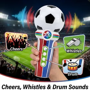 2026 World Soccer Sport Cup Fan Cheer Microphone Toy,Stadium Megaphone with 3 Cheer Sounds, Whistles, Drum & Recording, LED Light Handheld Noisemaker for Sports Games & Parties - Perfect Gift For Soccer Fun （No batteries included）