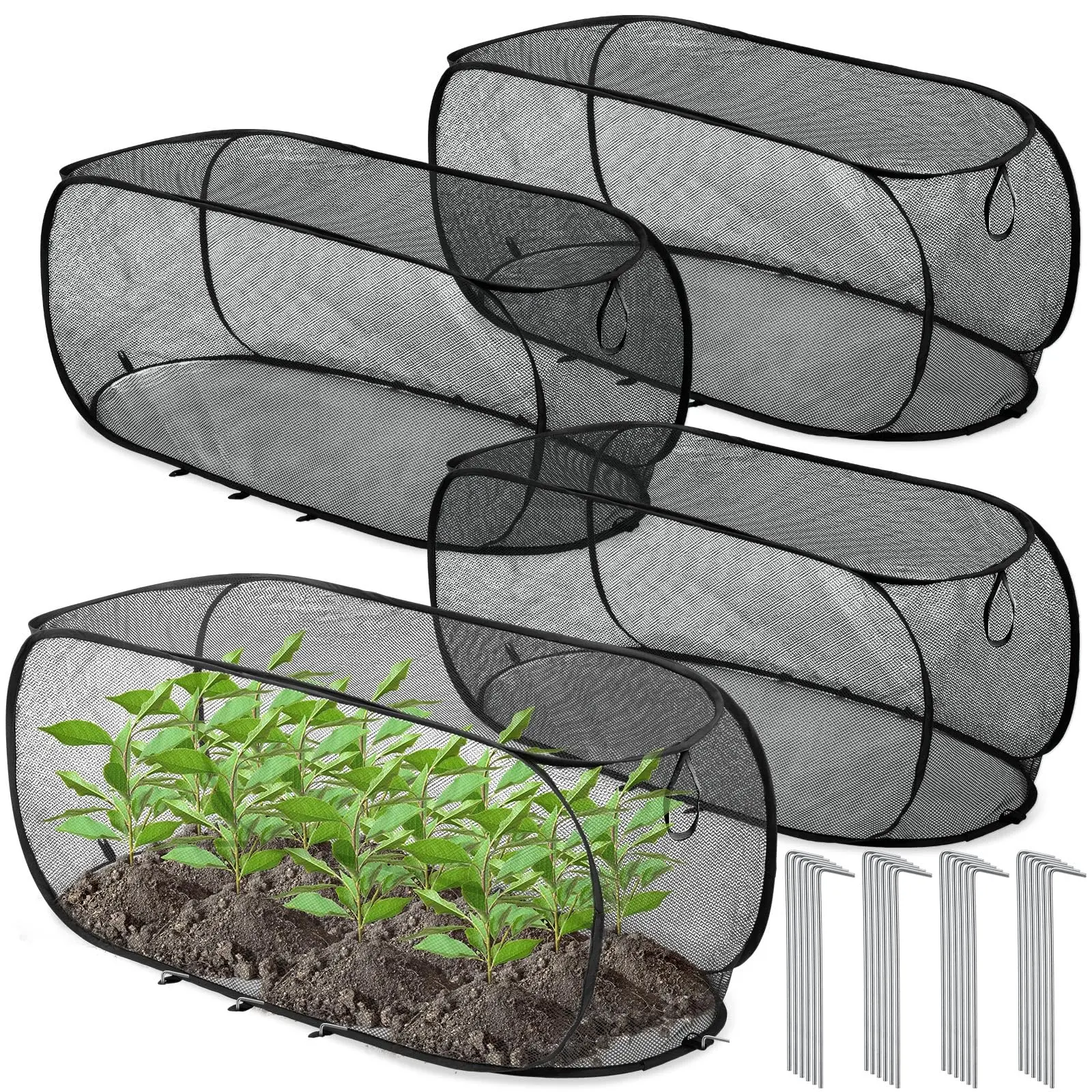 Collapsible Pop-Up Mesh Plant Protection Cover, Durable Outdoor Garden Barrier Net for Raised Beds, Reusable Insect & Animal Guard for Fruits, Vegetables and Seedlings, Garden Growing Supplies