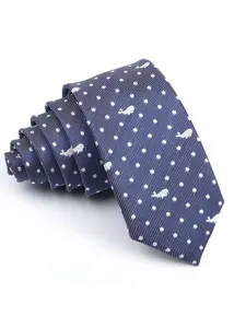 Men's 6cm Fashion Tie, Silk-Like Material, Blue Polka Dot Pattern, Casual Style, Suitable for Weddings and Business Events, All Seasons
