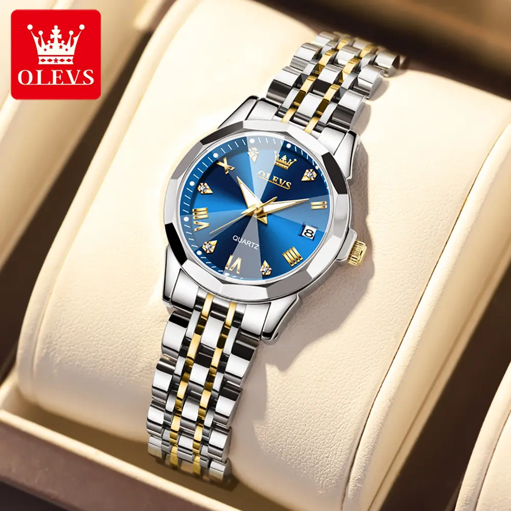 OLEVS Women's Dainty Gold Small Gold-Accented Bracelet-Style Round Quartz Watch, Stainless Steel Band, 30M-50M Waterproof, Luminous Luxury Fashion Watch 9931, Dainty Gold Watch, Small Quartz Watches