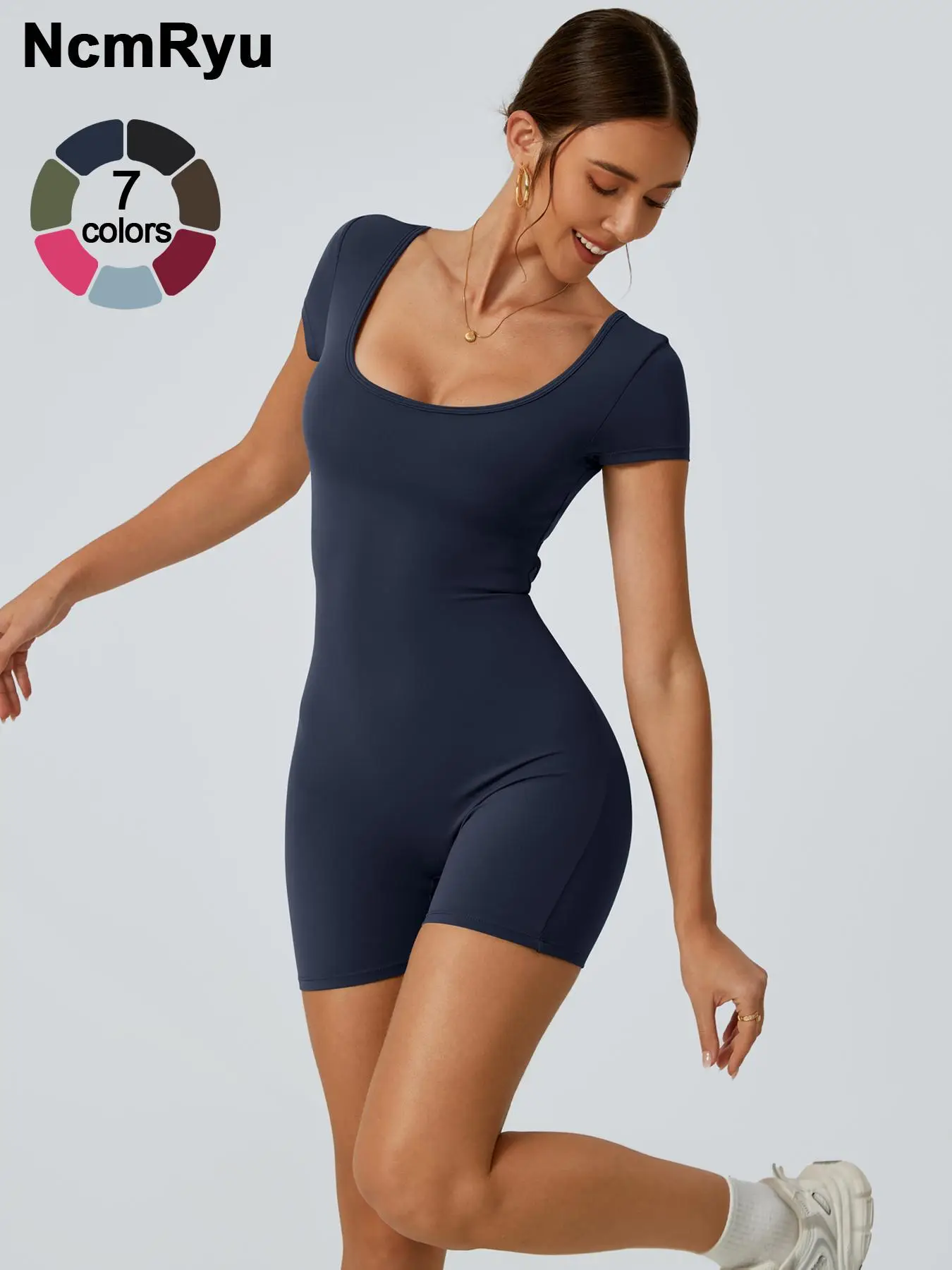 2024 Summer New Women's Slim Hip Lifting Jumpsuit Sexy Backless Short Sleeveless Bodysuit Sportswear Jumpsuits