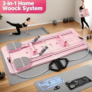 A Multifunctional Fitness Board,Foldable8-in-1 Pilates Reformer - Full-Body Workout Equipment with Adjustable Resistance, Compact Home Gym Board for Core Strength