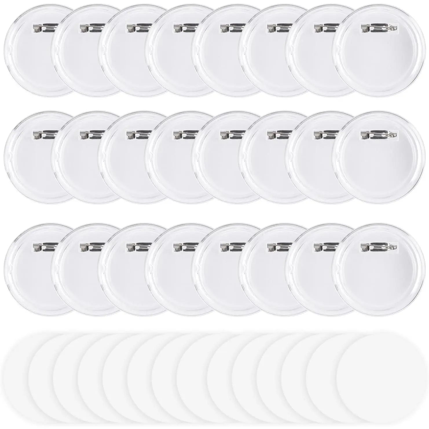50 count  Clear Button Pins,1.97 Inch DIY Button Badges, Custom Blank Photo Buttons Pins Badges for Personalized Crafts