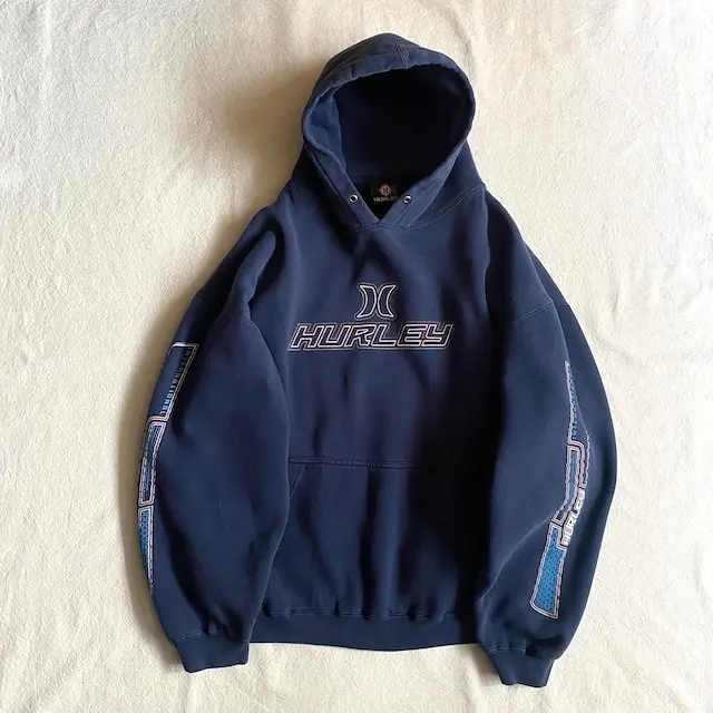Hurley Hoodie Mens Medium Black Pullover Surf Logo Graphic Fleece Sweatshirt
