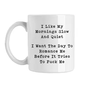 I Like My Mornings Slow and Quiet I Want The Day To Romance Me Before It Tries To F Me Funny Coffee Cup, Funny Mugs, Sarcastic Mug, Humor, Mean Mug