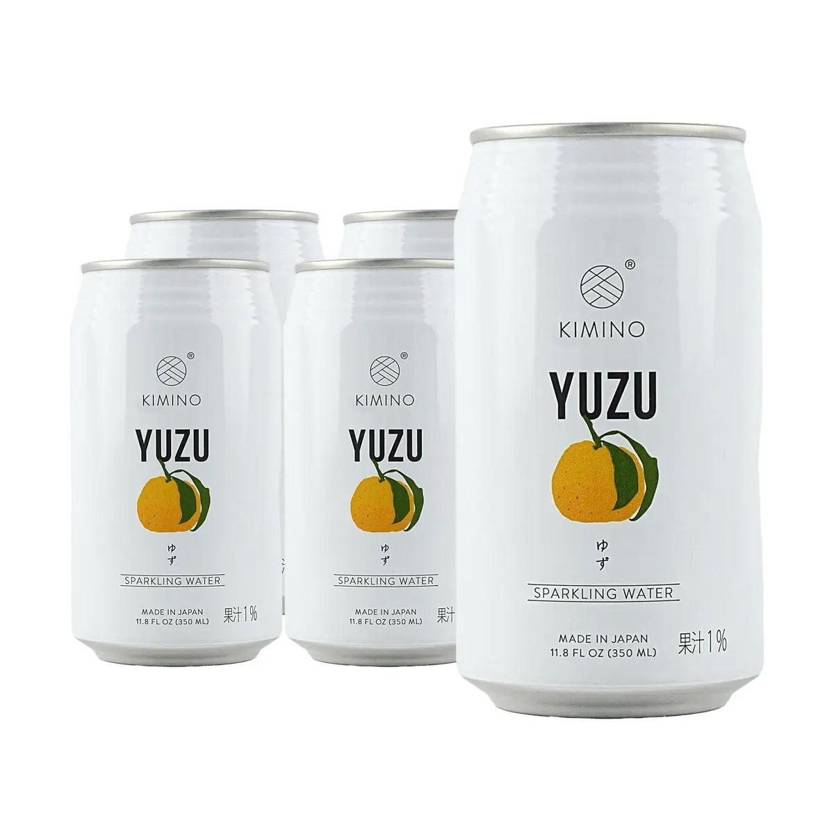 KIMINO Japanese Yuzu Sparkling Water 5-Pack | 0 Sugar 0 Calorie 0 Fat | Refreshing Citrus Drink 350ml Cans