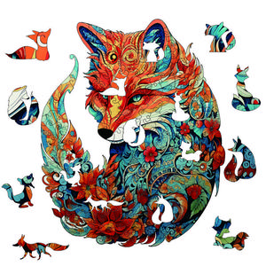 Fox Pattern Wooden Jigsaw Puzzle, 200pcs/set Colorful Fox Shaped Puzzle, Creative Jigsaw Puzzle for Adults, Puzzle Game, Animal Shape Puzzle, Wooden Puzzles
