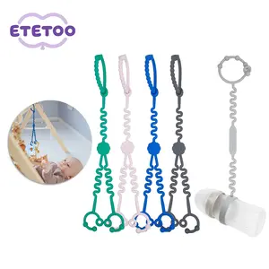 ETETOO Baby Toy Straps - baby items 1 Drag 2 Design for Safety baby essentials - 5 Food-Grade Silicone Straps for Strollers High Chairs Cribs Car Seats Navy Dark Gray Pink Spearmint Sippy Cup Strap