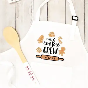 Personalized Child Apron Custom Name The Cooking Crew Baking Apron with Name Christmas Baking Aprons Xmas Gift