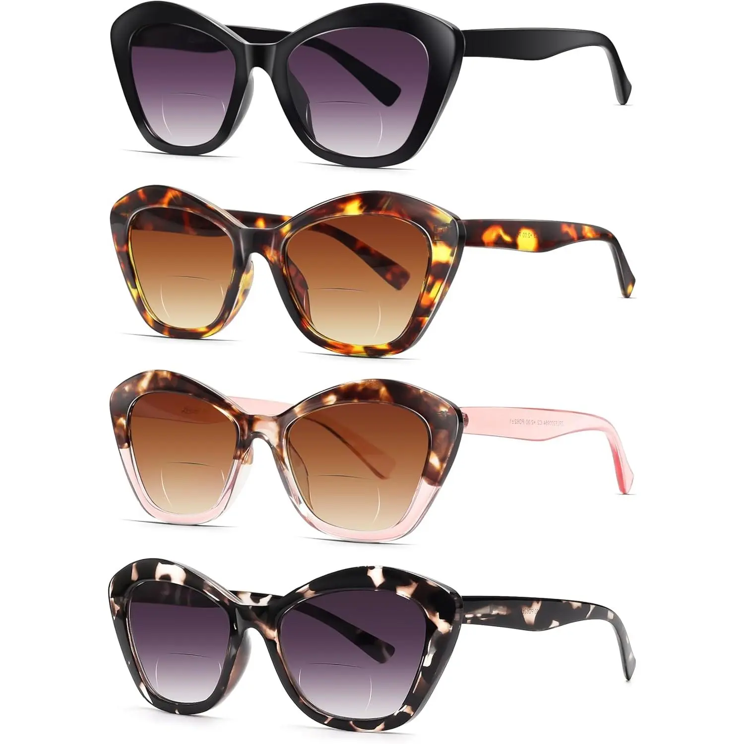 4 Pack Bifocal Reading Sunglasses for Women Fashion Cateye Sun Readers Outdoor Reading Glasses UV400 +1.50 Protection