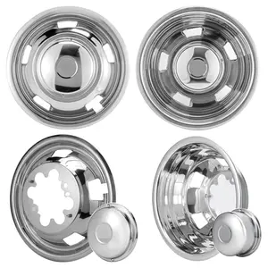 Set of 4 17inch Stainless Steel Dually Wheel Simulators, Bolt-On Wheel Cover with Removable Centre Cap,8 Lug 5 Vent Hole Hubcaps Fit for 2003-2018 Dodge Ram 3500 2WD/4WD