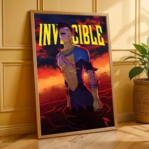 [Unframe] Invincible Art Poster, Superhero TV Show Style Wall Art, Invincible Series Fan Decor for Room, Gift For Fans