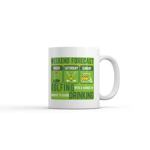 Weekend Forecast Golfing With A Chance Of Moderate to Severe Drinking Mug Funny Golfing Cup - 11oz Funny Coffee Mugs Ceramic Printed Drinkware Cup