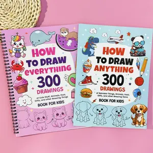 Cute Animal & Food Drawing Tutorial Notebook, Doodle Books, Spiral Bound Sketchbook with Cute Patterns, Perfect for Beginners Learning Illustrations!
