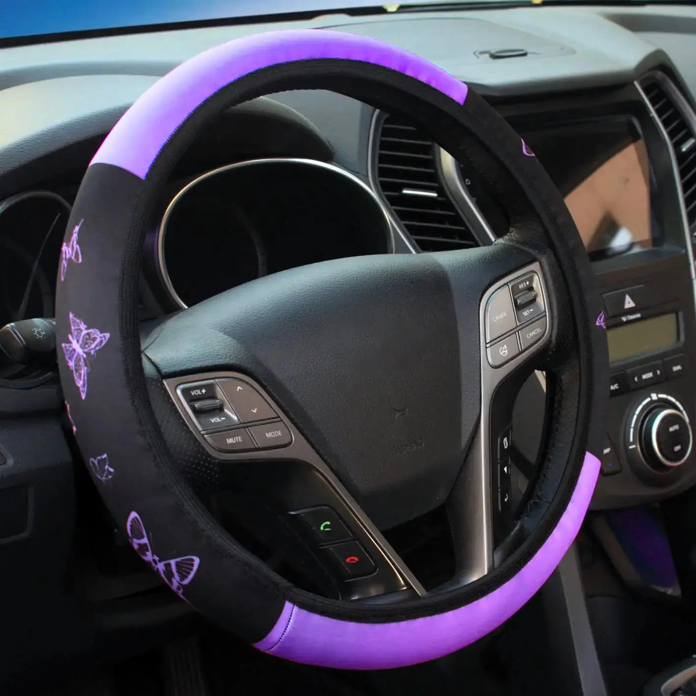 Butterfly Pattern Car Steering Wheel Cover, Universal Non-slip Car Protector for 36cm/14Inch Steering Wheel, Car Interior Accessories