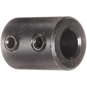 RC-037 Black Oxide Plated Mild Steel Rigid Coupling, 3/8" Bore, 3/4" Outside Diameter, 1" Length, 1/4"-20 x 3/16" Set Screw