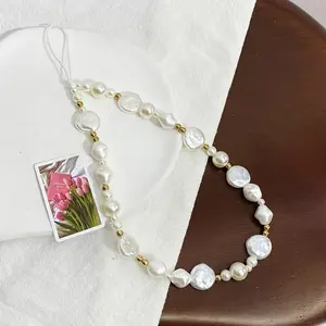 Faux Pearl Decorated Phone Lanyard, 1 Count Wrist Phone Chain, Anti Loss Phone Strap, Phone Charm for Women & Girls, Phone Decoration Accessories, Phone Strap Holder