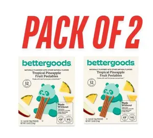 bettergoods Tropical Pineapple Fruit Peelables – Tropical Pineapple Fruit Peelables, 0.63 oz Packs, 12 Count (Pack of 2) | Refreshing Frozen Pineapple Treats