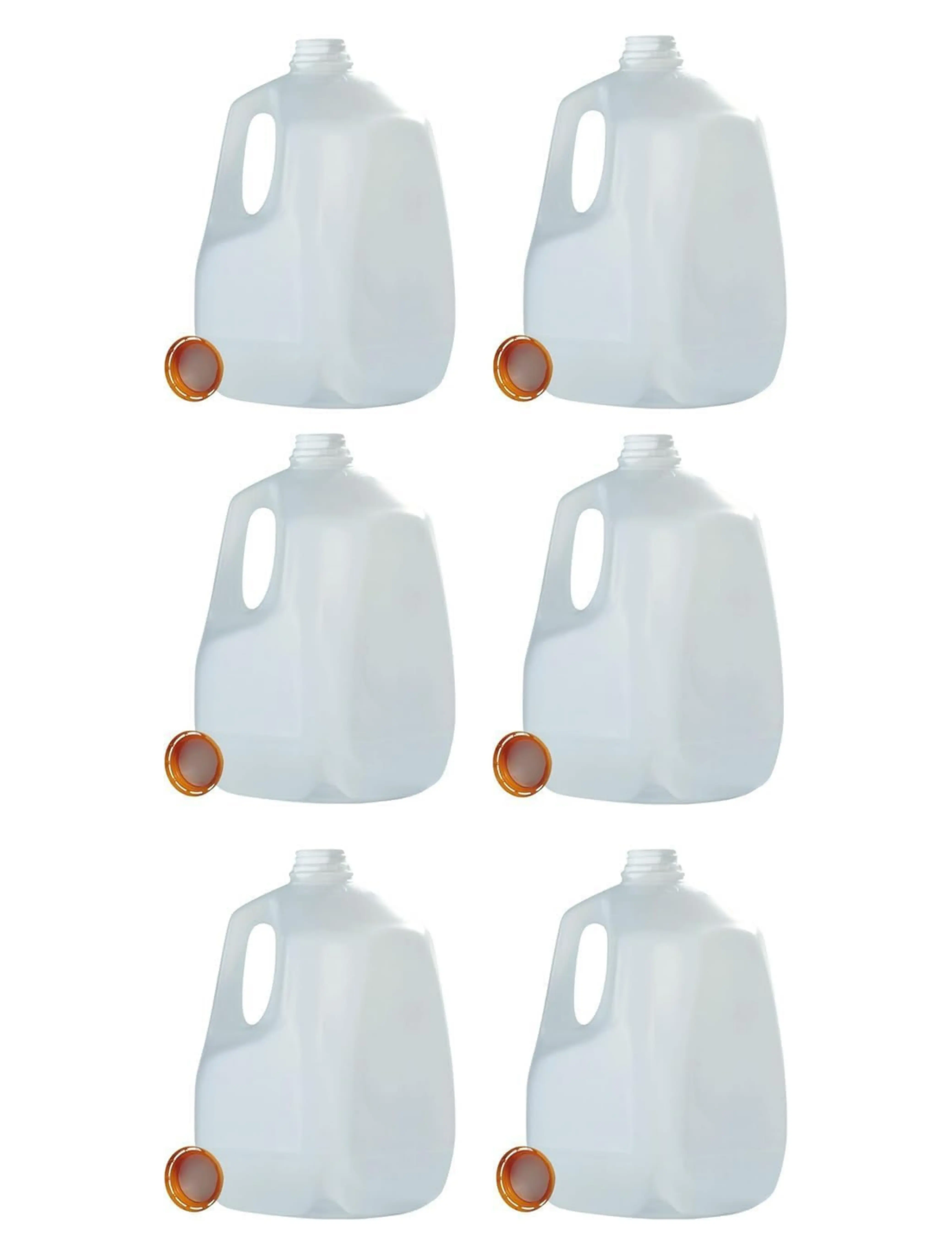 (6 PACK) 128 Oz Empty Plastic Gallon Juice Bottles with Tamper Evident ORANGE Caps - Smoothie Bottles - Ideal for Juices, Milk, Smoothies, Picnic's and Even Meal Prep - Made in USA