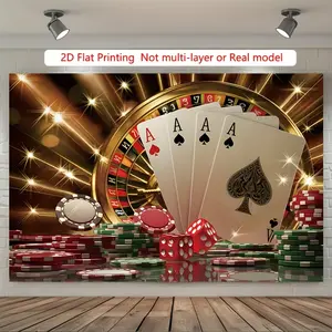 Poker Dice Tapestry Casino Game Backdrop Royal Theme Wall Hanging Photography Background for Party Decoration Living Room Bedroom Indoor Outdoor Event Decor Polyester