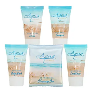Aqua Organics All-in-Kit (75 pcs) | 15 of each Shampoo, Conditioner, Body Wash, Lotion, and 1 oz Bar Soap | Hotel Soaps and Toiletries Bulk Set Amenities for Hotels& Airbnb Body Care Luxury Scented Aloe