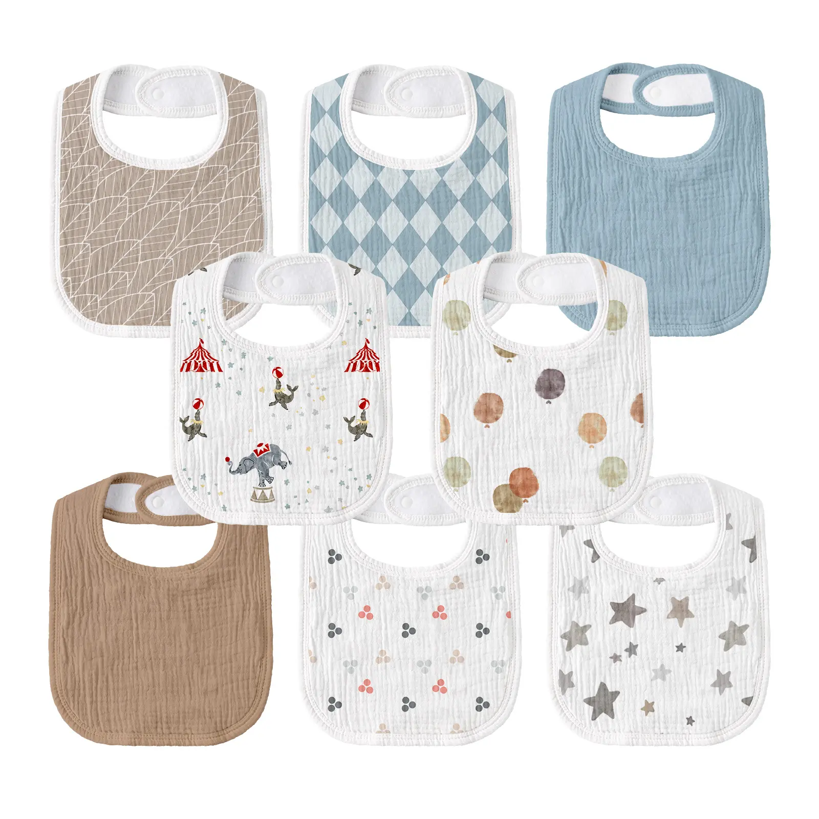 8 Pack Baby Muslin Drool Bibs for Boys Girls, Muslin Burp Cloths, Adjustable Baby Bibs for Drooling and Teething, Soft Baby Bandana Bib for Newborn Feeding Essentials, Feeding Accessories, Toddler Bib