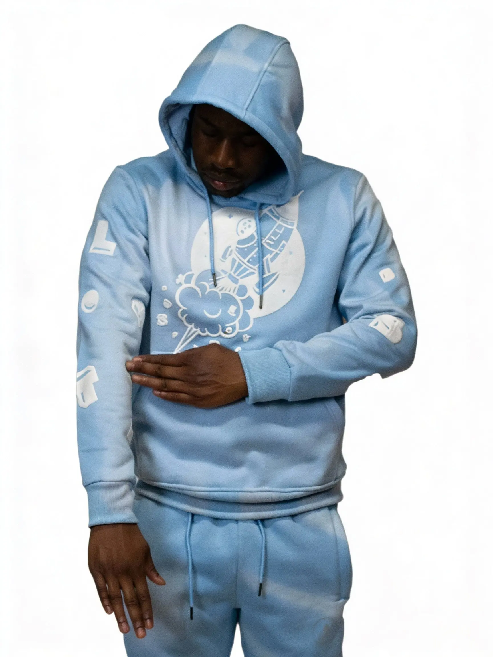 Shooting for the Starz Men's Sky Blue Sweatsuit - Suede Rocket - iLLionaire Society