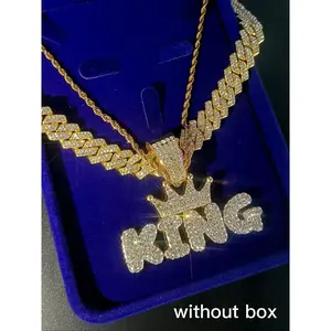 Hip-hop Crown and King Pendant Thick Necklace and Chain: Cuban Chain Layered Necklace, suitable for men’s wear, ideal for party decorations, everyday adornments, and birthday gifts. Men’s accessories.