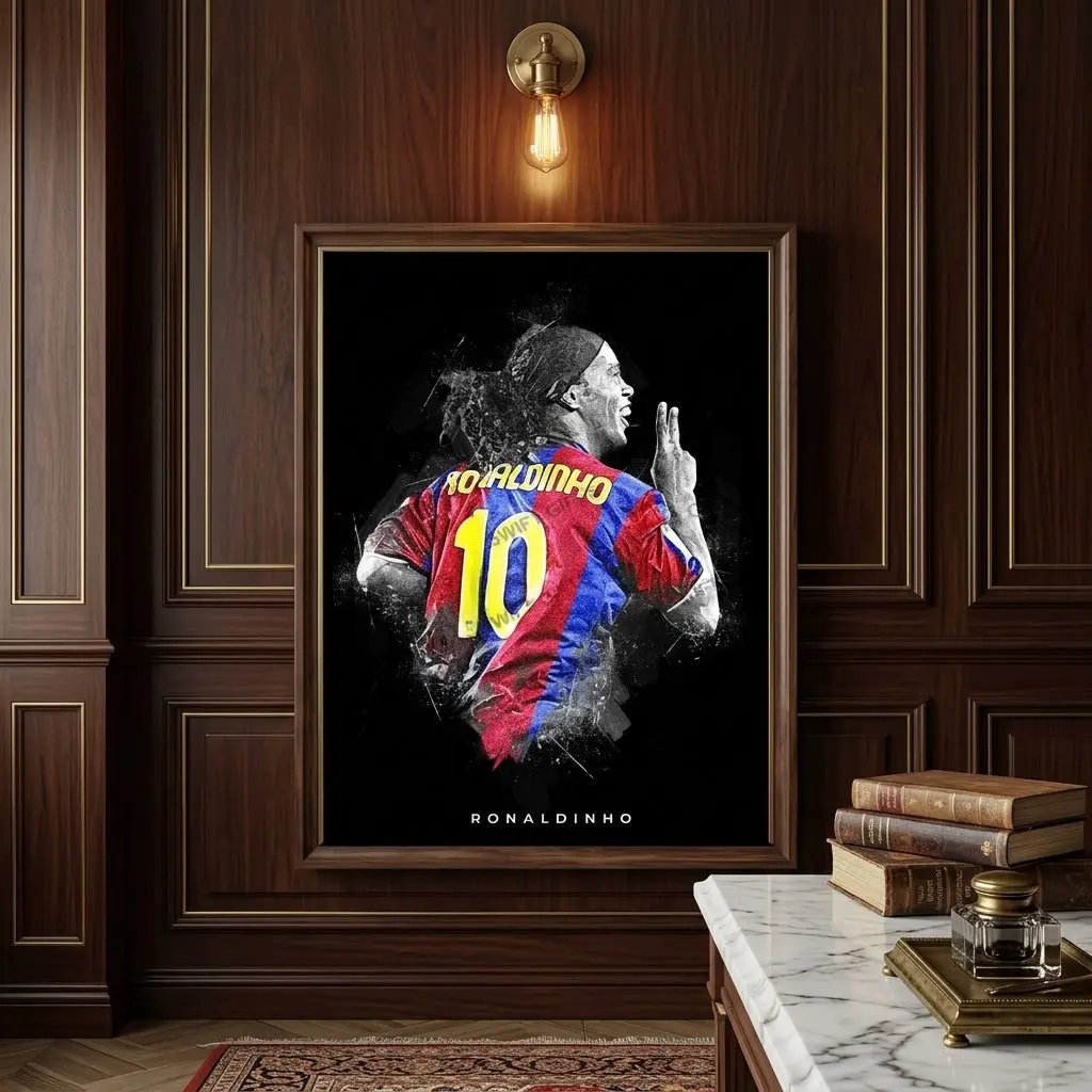 Ronaldinho Poster Barcelona Football Art Sport, No Frame