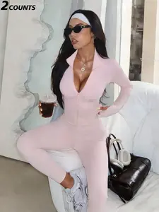 Women's Stand Collar Zipper Sport Jacket, High Waist Shaping Skinny Pants, Abdominal Control, Hip Lift, Leg Lengthening, Fall & Spring Set