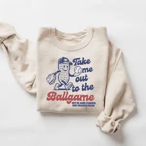 Take Me Out To The Ballgame Baseball Game Day Graphic Sweatshirt, Game Day Summer Baseball Pullover Hoodie For Men & Women