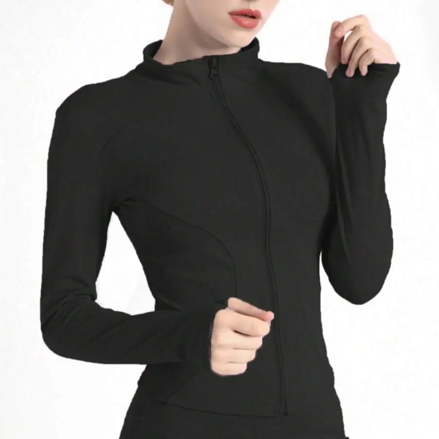 Women's Thumb Holes Solid Zip Up Mock Neck Spring Sports Jacket, Back To School Outfits, Fashion Long Sleeve Sports Outerwear for Tennis Pickleball Gym Yoga Workout Running, Define Jacket, Bbl Jackets, Women's Sportswear Sports Wear