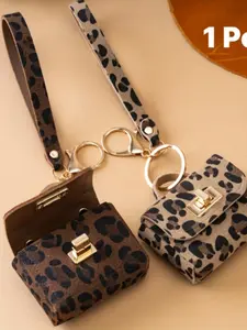 Creative Leopard Print PU Leather Keychain, High-End Coin Purse, Fashionable Key Ring, Universal for Phone Car Bag, Show off Your Style