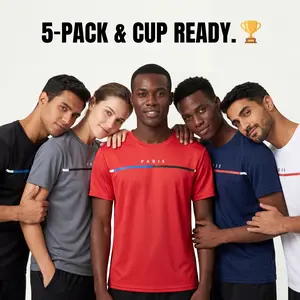 5-piece men's daily casual short-sleeved crew neck T-shirt, breathable and lightweight, Outdoorfun，suitable for summer sports and leisure wear, outdoor clothing, comfortable and breathable stretch fabric men's tops