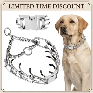 Safe Dog Training Collar with Comfort Rubber Caps, Anti-Choke Pinch Collar for Dogs, Adjustable Prong Collar with Easy-On Quick Release Buckle for Walking aspen  collar