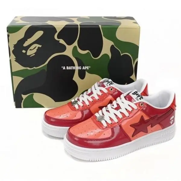 Vibrant Red Orange Patent Leather Casual Sneakers Cushioned Anti Slip Durable Upper For Daily Commute Street Skate Activities