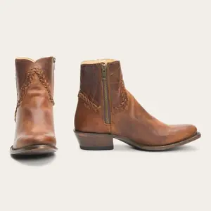 Women's Stetson Pixie Leather Boots Handcrafted Brown