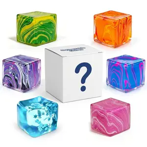 Blind box Stress Balls Ice Cube with Snowflakes Inside for Your Best Mellow and Chill, Snow Pieces Silent Nice Square Shape Anxiety Sensory Squishy Fidget Toy Slow Rise, Classroom Prizes, Calming Kids Adults(Blue) outdoorfun