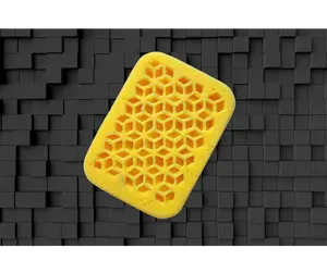 3D Cubes Design Butter Sponge Grout Yellow 7.5x5.5x2 in ASMR Sponge with Unique Cube Squares Pattern Accessory for Festive Grout Cleaning Playful squeeze sponge, foam making sponge Decor