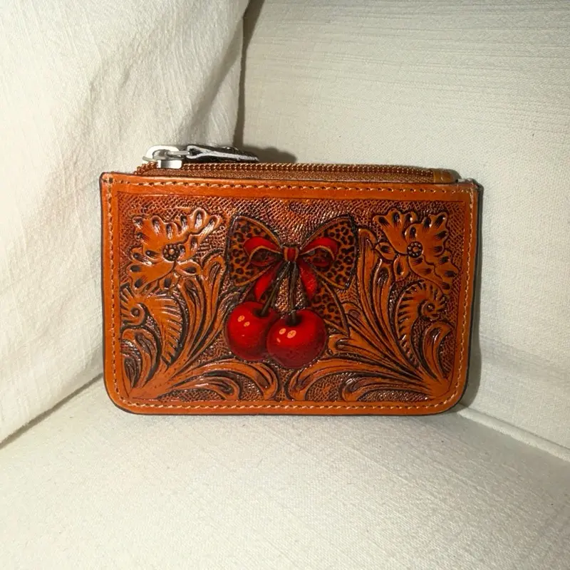 Coin wallet with cherry and tooling