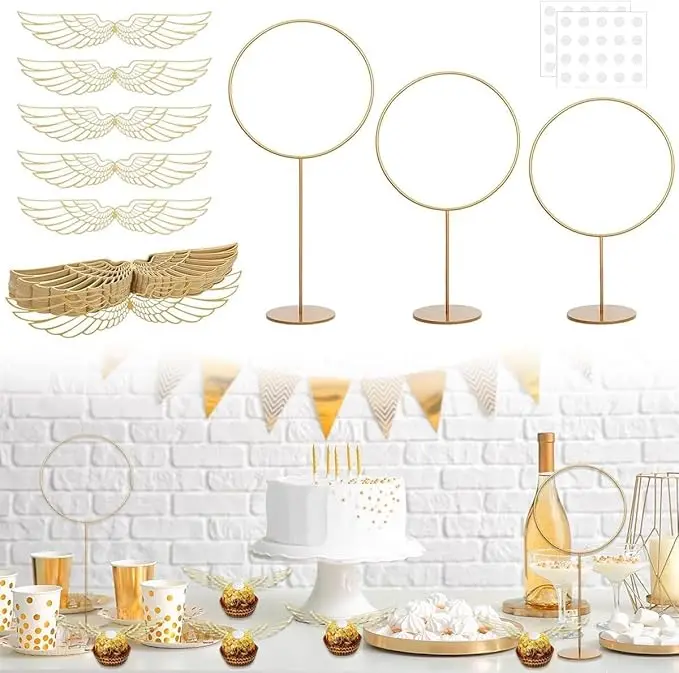 103-Piece Shiny Wizard Glitter Chocolate Ornaments Pack - 50 Wing Wafer Cupcake Toppers, 3 Gold Goal Posts, 50 Glue Points, 12in*0.62in - Home Improvement Event Supplies for Weddings, Birthdays, Gifts