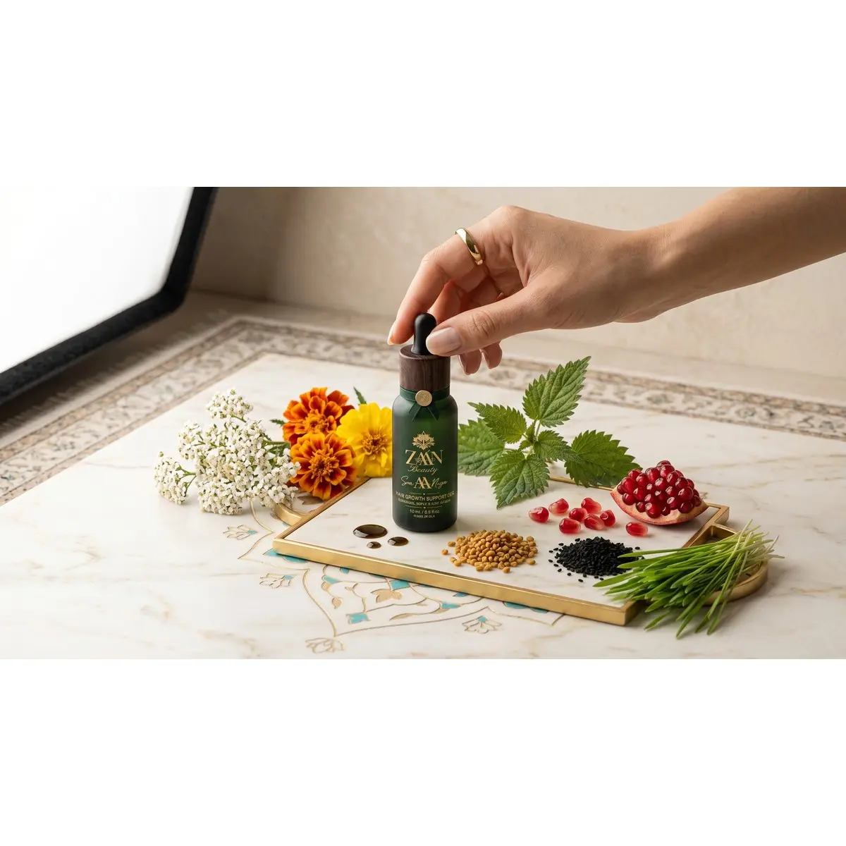 SERAANIYA Hair Growth Oil – Persian Botanical Peptide Scalp Oil for Fuller, Stronger, Healthier-Looking Hair