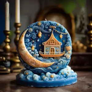 Moonlit Fairy Tale Beach House Mold, 3D Sea Wave Starry Sky Design, Reusable Silicone Candle Mould, Healing Home Decor