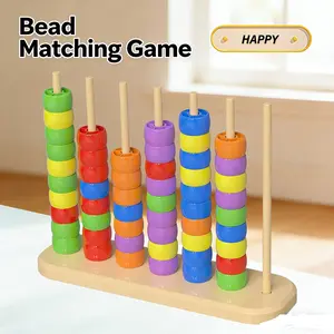 Children Rainbow Stack-Up Toy Advanced Bead Matching Game Horizontal Vertical Movement Logic Development Toy for Kids