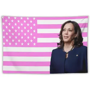 Kamala Harris Poster Pink American Flag (6) Art Print Painting Tapestry Wall Tapestries Bedroom Home Decor Gift Room Aesthetic 40"x60"