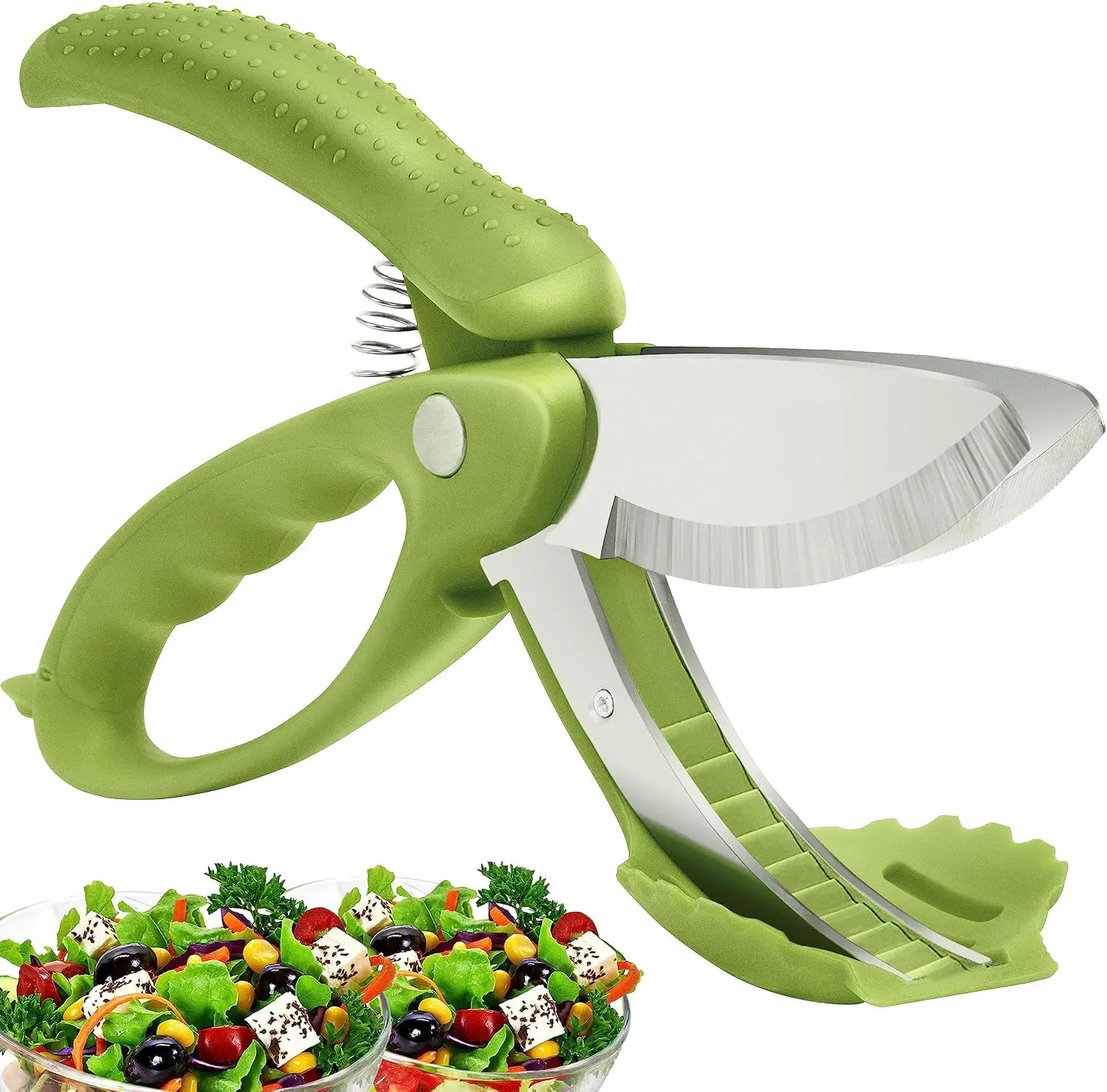 Upgraded Salad Scissors Tossing and Chopping Salad Chopper Heavy Duty Kitchen Salad Scissors Multifunction Double Blade Salad Cutting Tool
