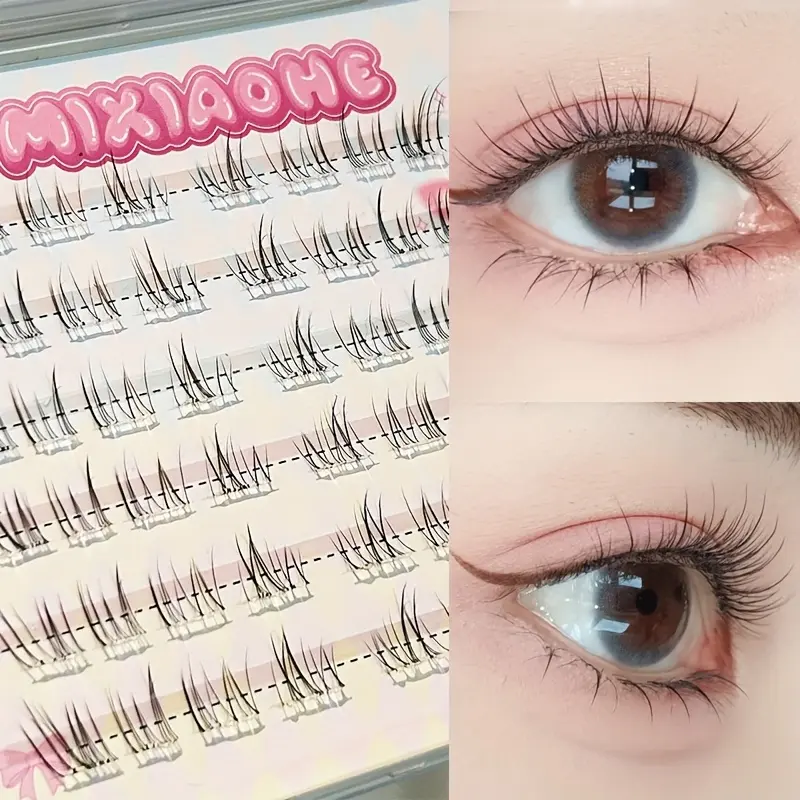 MIXIANOHE Short Series 48 Cluster Single Cluster DIY Free Unloading Japanese and Korean Series C Curling Daily Use Comes with Adhesive Strip Extension Simulated Eyelash Length 10mm-13mm, DIY Lash Clusters